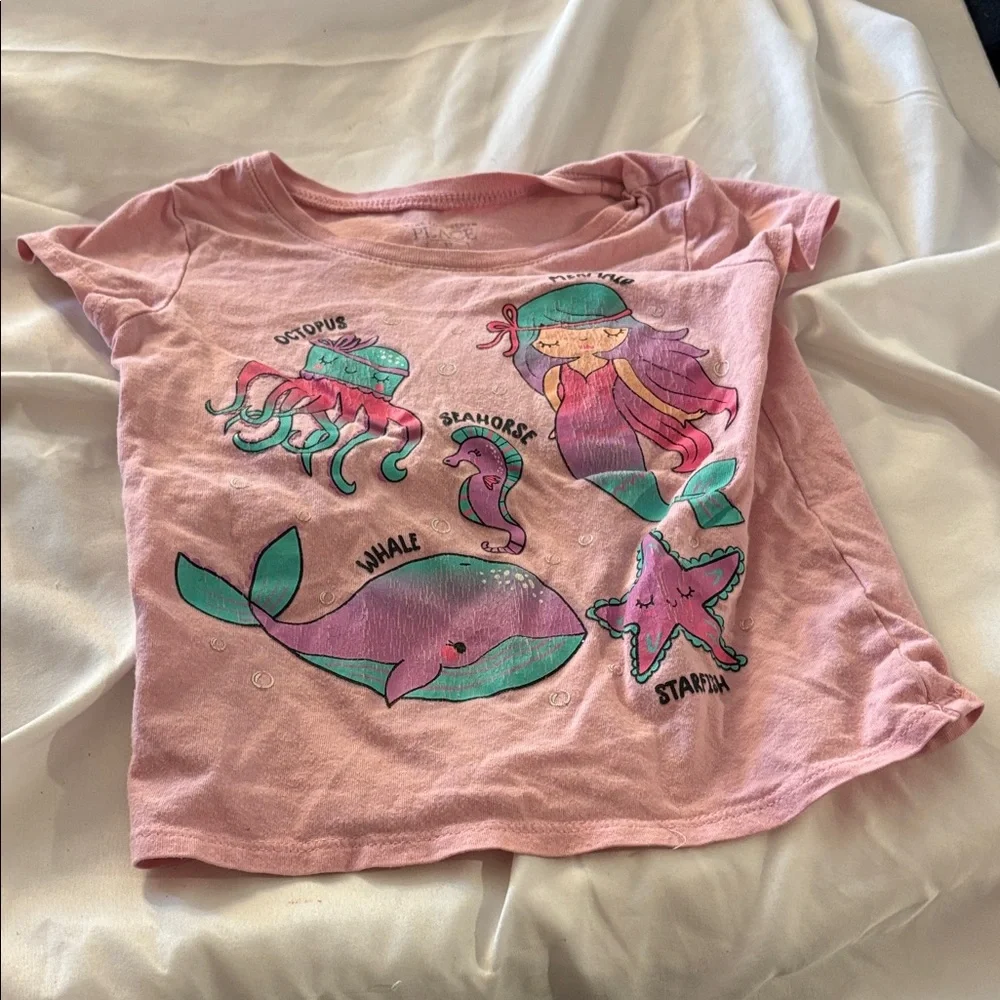 The Children's Place Pink Tee with Sea Creatures 3T
